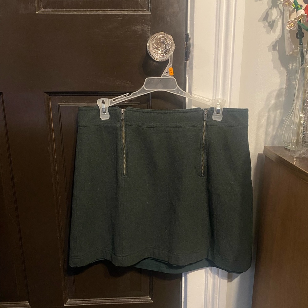 Madewell Dark Green Mini Skirt with Front Zips